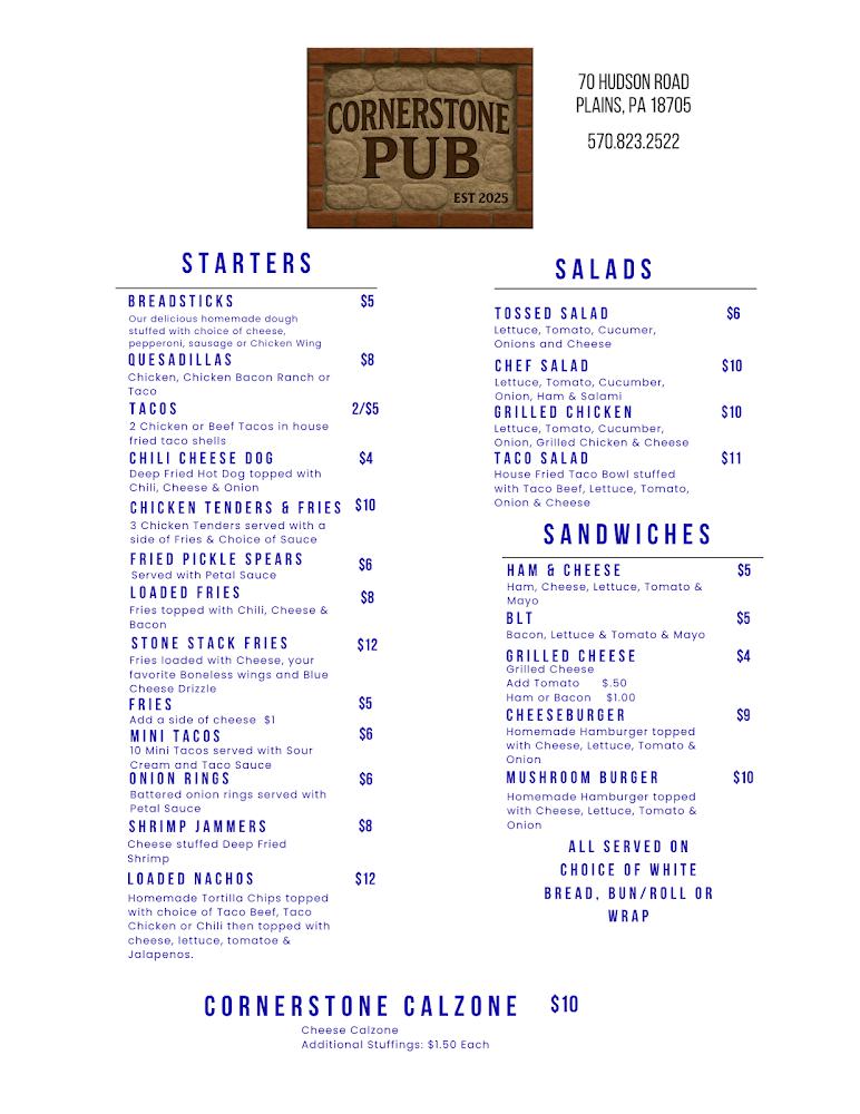 Cornerstone Pub Menu image 2